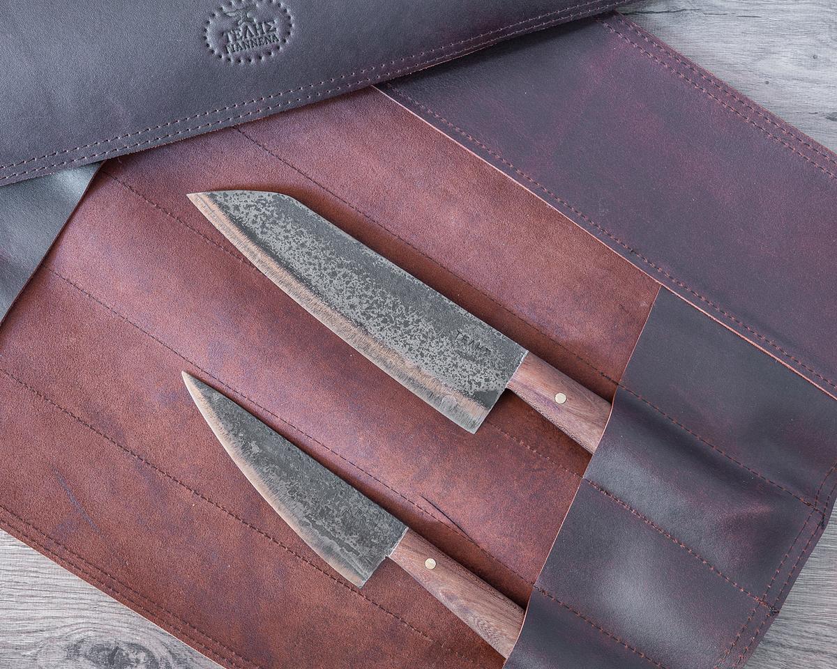  Handmade leather case of 5 knives